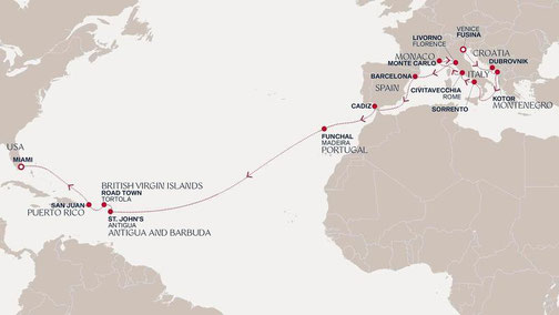 Reiseroute EXPLORA I Grand Journeys - Explora Journeys