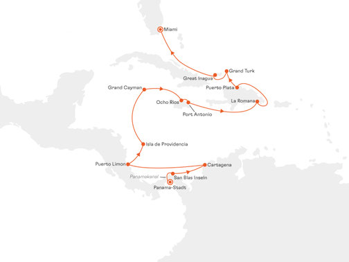 EUX2802 Reiseroute mit MS EUROPA 2