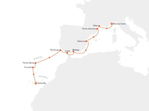 EUR2811 Reiseroute mit MS EUROPA