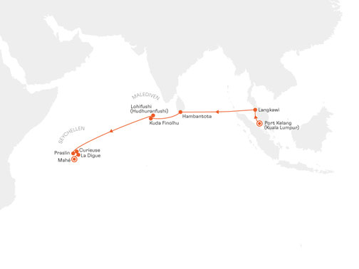 EUR2808 Reiseroute mit MS EUROPA