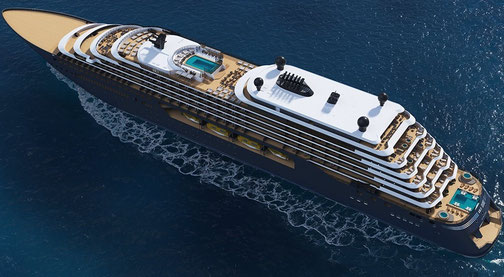 Yacht Luminara - Ritz Carlton Yacht seitlich in voller Länge betrachtet in voller Fahrt