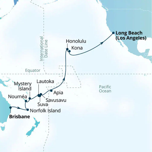 Route der Seabourn Quest - Etappenreise 2027 Suedsee