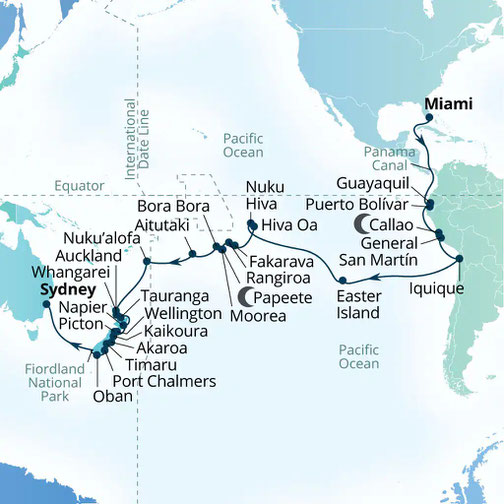 Route der Seabourn Quest - Etappenreise 2027 Polynesien