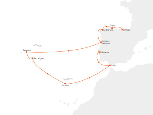 EUX2807 Reiseroute mit MS EUROPA 2