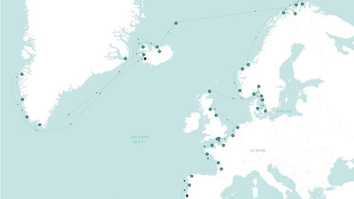 Routenkarte Crystal Grand Journey 2027 New York bis Fort Lauderdale