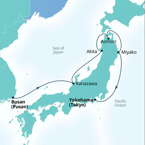 Route der Seabourn Sojourn - Etappenreise 2026 Japan Entdecker