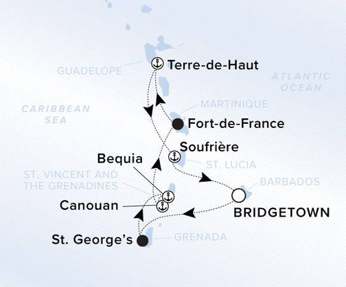 Evrima Routenkarte Karibikreise - Ritz Carlton