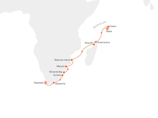 EUR2809 Reiseroute mit MS EUROPA