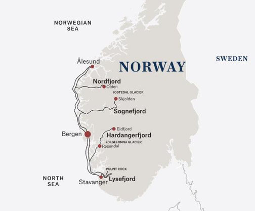 Reiseroute Bergen nach Bergen