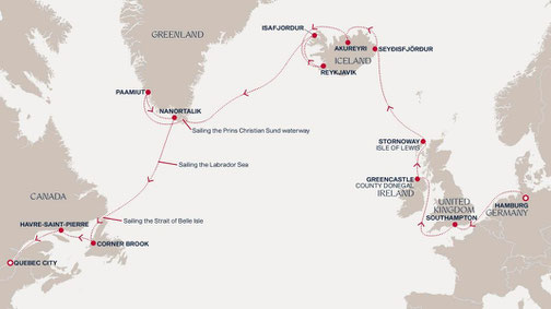 Reiseroute EXPLORA III Grand Journeys - Explora Journeys