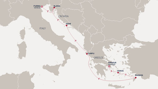 EXPLORA II Mittelmeerraumreise Routenkarte - Explora Journeys