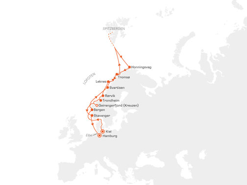 EUX2815 Reiseroute mit MS EUROPA 2