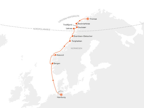 NAT2825 Reiseroute mit HANSEATIC nature