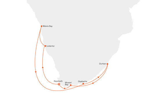EUX2825 Reiseroute mit MS EUROPA 2