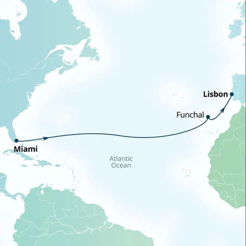 Route der Seabourn Quest - Etappenreise 2027 Atlantik