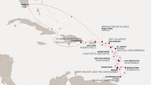 Routenkarte von Miami nach Miami mit EXPLORA I
