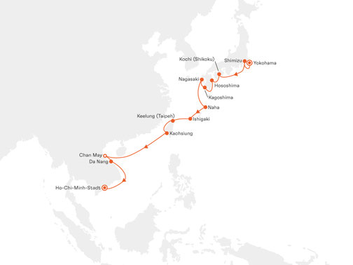EUR2806 Reiseroute mit MS EUROPA