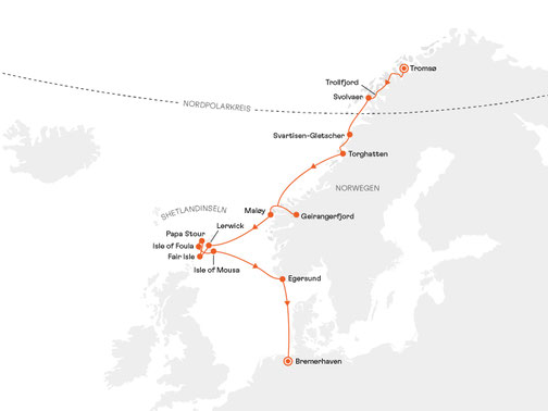 NAT2819 Reiseroute mit HANSEATIC nature