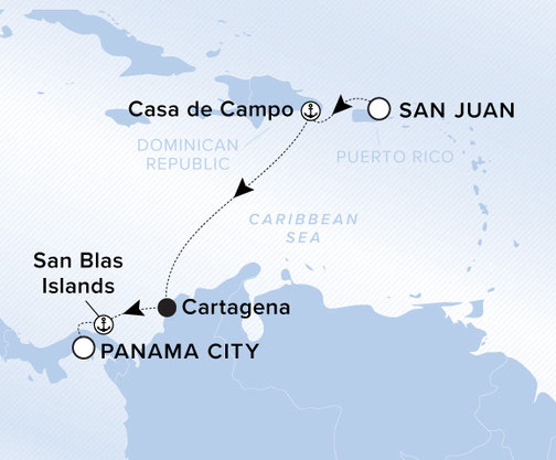 Reiseroute mit Evrima von San Juan nach Panama City