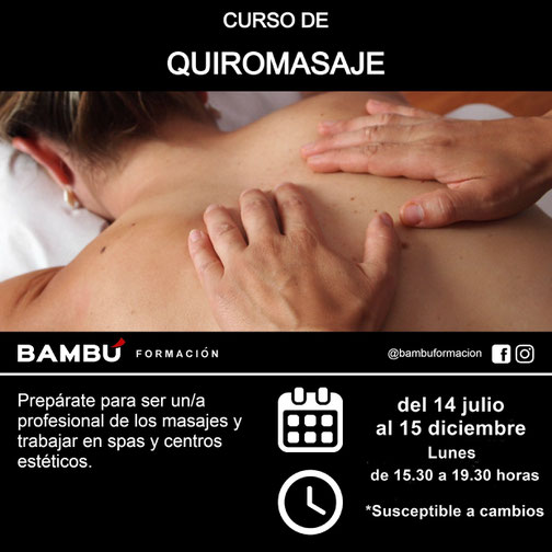 Cursos de quiromasaje en La Orotava - Formación Bambú