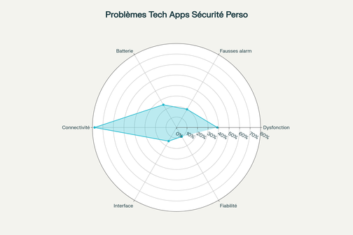 Répartition des principaux problèmes techniques rencontrés dans les applications de sécurité personnelle