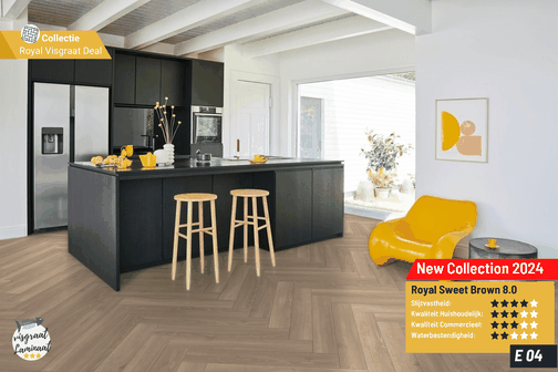 Royal Diamond Grey 8.0 visgraat vloer impressie