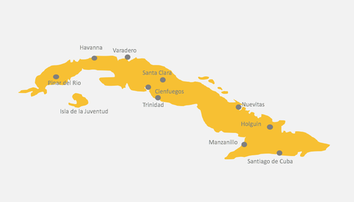 Karte von Kuba - Erlebe Deinen exklusiven Kuba Urlaub! In Deiner Reiserei, Reisebüro in Berlin Brandenburg