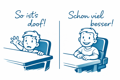 Kind mit und ohne Sitzerhöhung Comic