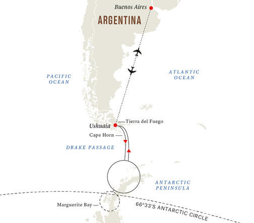 Reiseroute HX Expeditions Antarktis Breitengrad 66