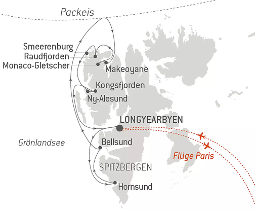 Reiseroute Le Boréal, Le Lyrial von PONANT