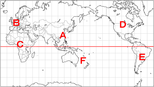 地理1-1 六大陸と三大洋、世界の州区分　用語確認