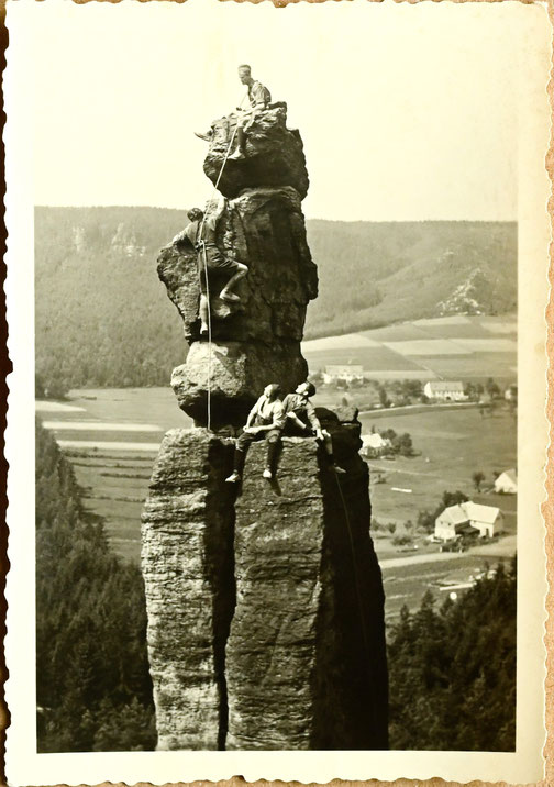 Kletterer an der Empornadel, Foto: Paul Stelzer um 1938