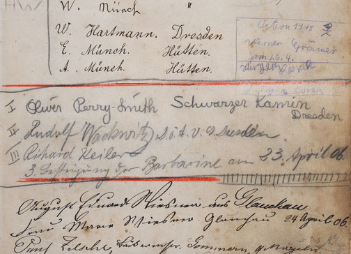 Eintrag im Gästebuch der Berggaststätte auf dem Pfaffenstein