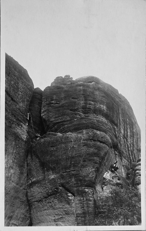 Böhmeturm, 1. Begehung Südwestweg, Foto: Walter Wetzel, 1928