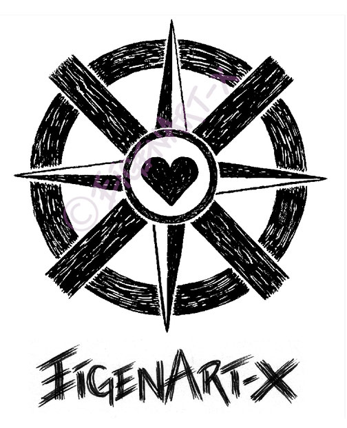 Logo von EigenArt-x by LICHTPUNKT LEBEN, Herz und Rune Gebo kombiniert in einem Kompass