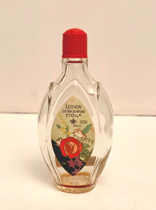 ETOILE PARIS - LOTION EXTRA SURFINE : FLACON ENVIRON 30 ML, BOUCHE EN BAKELITE ROUGE VISSE