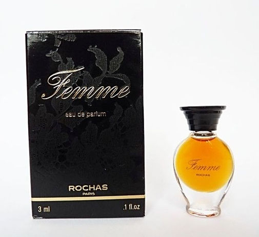 FEMME - EAU DE PARFUM 3 ML - AMPHORE LARGE, SERIGRAPHIE DOREE - BOÎTE NOIRE