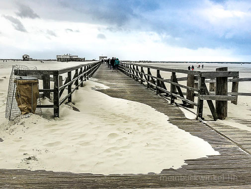 Meer Nordsee Strand Wolken Wind Mülleimer St. Peter Ording SPO