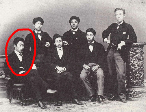 赤丸の人物が新井領一郎。NYへ出発前、1876年。
