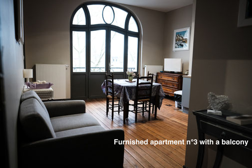 Furnished apartment in Amiens with balcony in the Somme, in the city center. Located close to the cathedral, serviced apartments for business trip corporate or family. Aparthotel with services. 