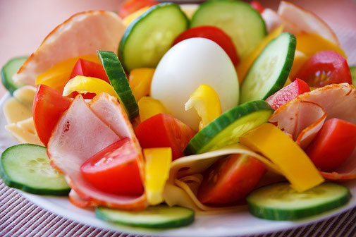 Fitnessteller, Tomate, Ei, Paprika, Gurke, Putenbrust