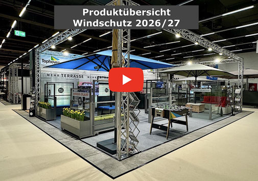 Video mit allen aktuellen Windschutz systemen und varianten für Terrassen in der Gastronomie