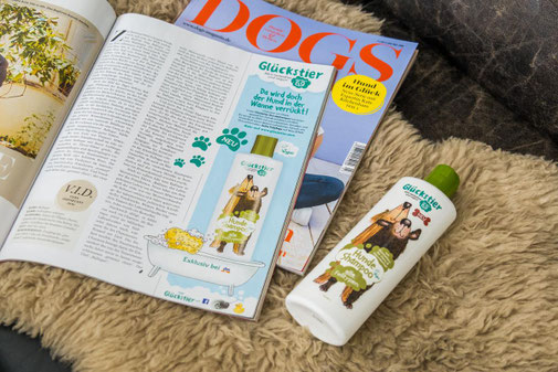 Text für die Print-Anzeige des Hundshampoos von Glückstier (Lornemed) im Auftrag von Kochstrasse – Agentur für Marken