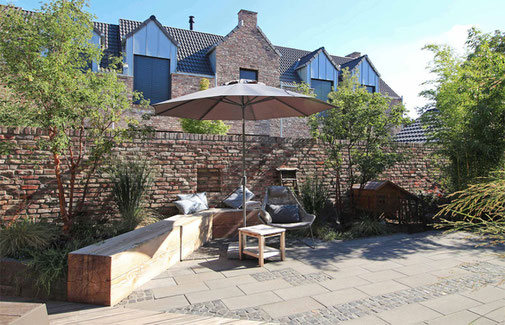 Terrasse und Garten mit Urlaubscharakter