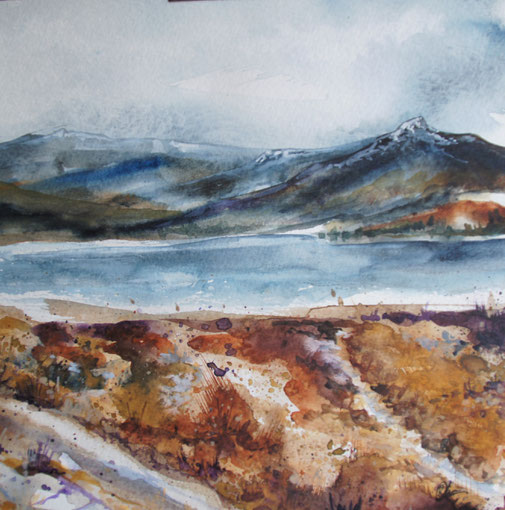 peinture aquarelle paysage d écosse, Scotland water color, landscape Torridon painting