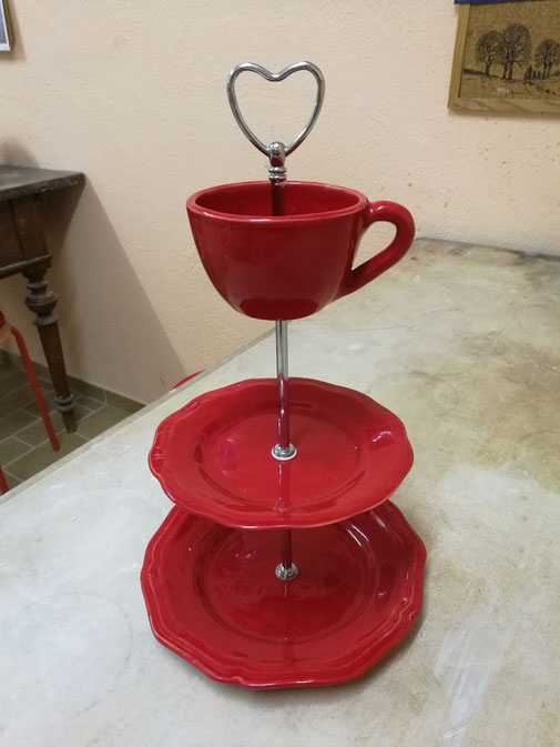 Etagere rot Keramik Ton Töpfern Glasur