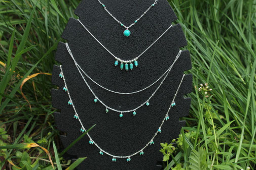 colliers fins en argent de créateur turquoise naturelle cumul combinaison de colliers