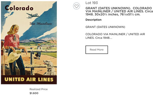 United Air Lines - Colorado - Original vintage airline poster by Grant