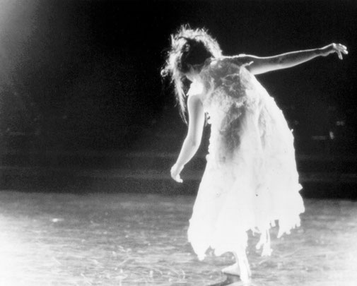 b&w photo of dancer on stage