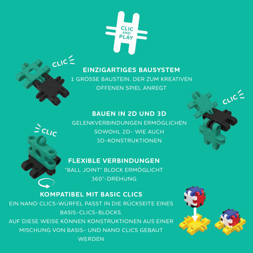 NANO CLICS Stecksystem und Gelenkverbindungen